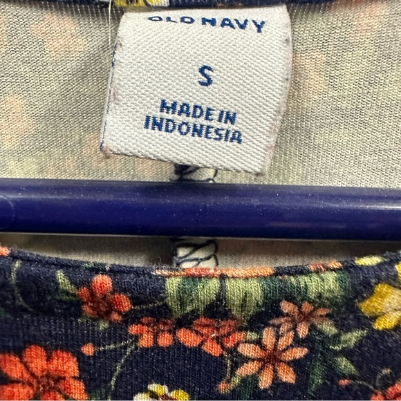 Old Navy Blue Floral Printed Jersey Knit Long Sleeve Swing Dress Womens Small - Picture 8 of 9